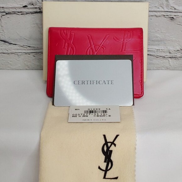 'YVES SAINT LAURENT' LEATHER EMBOSSED PROFILE CARD CASE SET - Picture 12 of 15